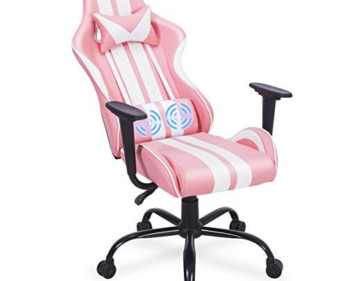 Ferghana Pink Gaming Chair,Computer Game Chair,Massage Gaming Chair with Lumbar Support,Video Game Chairs for Adults Teens for Gaming, Streaming,Podcasting(Shero Pink)