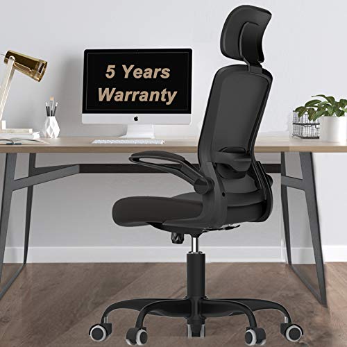 Office Chair, Mimoglad High Back Ergonomic Desk Chair with Adjustable Lumbar Support and Headrest, Swivel Task Chair with flip-up Armrests for Guitar Playing