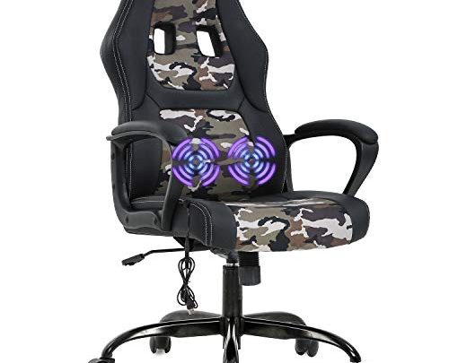 Racing Gaming Chair Home Office Chair Ergonomic Desk Chair Massage PU Leather Computer Chair with Lumbar Support Headrest Armrest Task Rolling Swivel Chair for Adults(Camo)