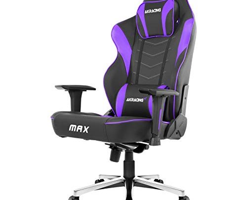 AKRacing Masters Series Max Gaming Chair with Wide Flat Seat, 400 Lbs Weight Limit, Rocker and Seat Height Adjustment Mechanisms – Black/Indigo