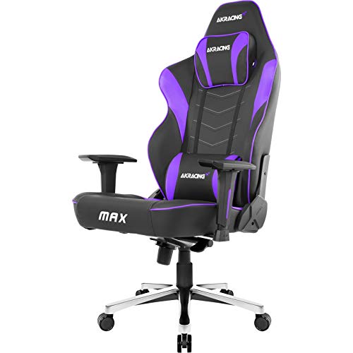 AKRacing Masters Series Max Gaming Chair with Wide Flat Seat, 400 Lbs Weight Limit, Rocker and Seat Height Adjustment Mechanisms – Black/Indigo