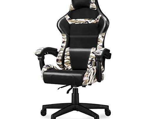 Video Gaming Chairs Racing Game Recliner Office Chair High Back Tall Ergonomic Armrest Comfortable PU Leather with Headrest and Lumbar Support Adjustable Swivel for Adults/Teens/Kids (Forest Camo)