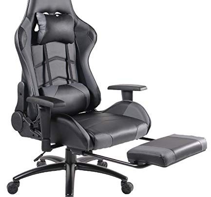 Gaming Chair Racing Office Chair High Back PU Leather Computer Desk Executive and Ergonomic Swivel Chair with Headrest, Lumbar Support and Footrest