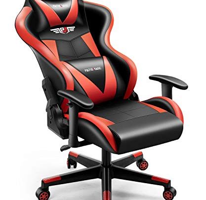 PatioMage Gaming Chair Racing Office Chair Ergonomic Height Adjustment Swivel Task Chair Leather Reclining High Back Computer Desk Chair with Retractable Arms,