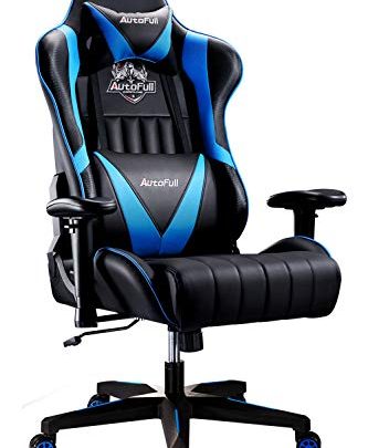 AutoFull Gaming Chair Racing Style Ergonomic High Back Computer Chair with Height Adjustment, Headrest and Lumbar Support E-Sports Swivel Chair，Blue