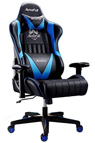 AutoFull Gaming Chair Racing Style Ergonomic High Back Computer Chair with Height Adjustment, Headrest and Lumbar Support E-Sports Swivel Chair，Blue