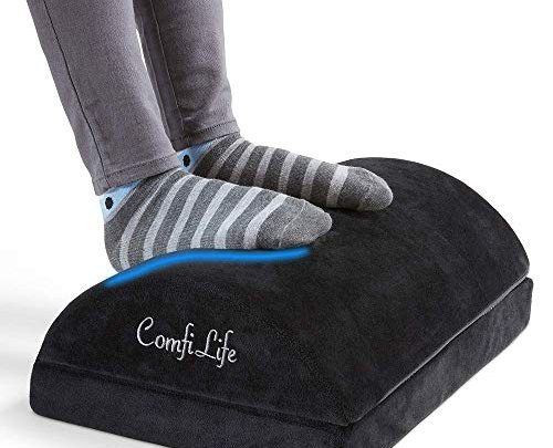 ComfiLife Foot Rest for Under Desk at Work – Adjustable Memory Foam Foot Rest for Office Chair & Gaming Chair – Ergonomic Design for Back & Hip Pain Relief (Black)