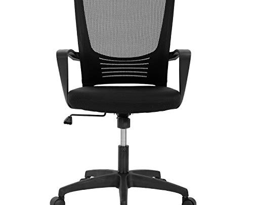 Home Office Chair Ergonomic Desk Chair Mesh Computer Chair Lumbar Support Modern Executive Adjustable Rolling Swivel Chair Comfortable Mid Black Task Chair,