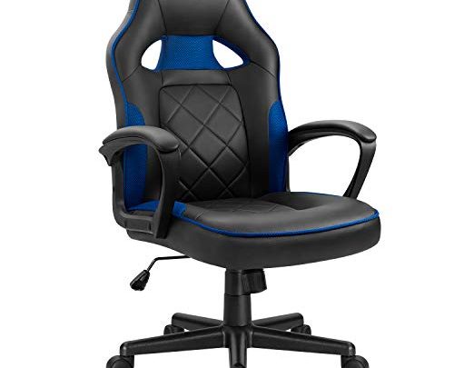 VICTONE Gaming Chair PU Leather Executive PC Computer Chair Height Adjustable Swivel Office Chair with Lumbar Support (Blue)