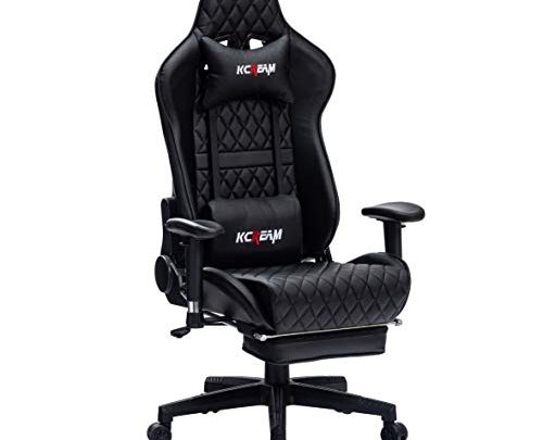 Kcream Gaming Chair High Back Racing Style Computer Desk Chair with Footrest Adults Leather Gamer Chair with Headrest and Lumbar…