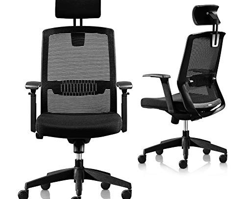 Ergonomic Office Chair, High Back Desk Chair, Adjustable Home Office Mesh Chair with Headrest Lifted Armrest, Reclining Rolling Task Computer…
