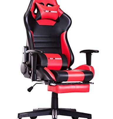 N+A Gaming Chair Racing Style Office Chair Adjustable Swivel Rocker Desk Chair Recliner Leather High Back Ergonomic Computer Chair with…