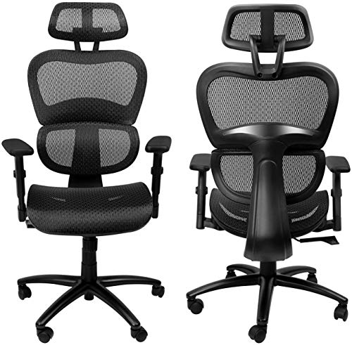 Komene Ergonomic Office Chair – Full Mesh Office Chair with 3D Lumbar Support, 3D Armrest and Adjustable Headrest, Breathable Home…