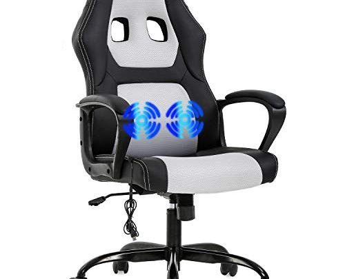 Gaming Chair Office Chair Desk Chair Massage Ergonomic PU Leather Racing Chair with Lumbar Support Headrest Armrest Task Rolling Swivel…