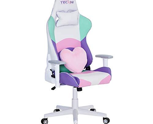 Techni Sport PC Gaming Chair with Foam Seat and Padded Arms, Reclining Chair with Height and Tilt Adjustment, Kawaii