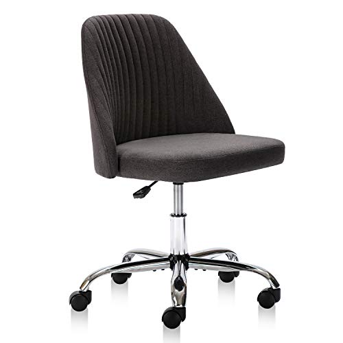 Home Office Chair, Modern Twill Fabric Chair Adjustable Desk Chair Mid-Back Task Chair Ergonomic Executive Chair-Dark Grey