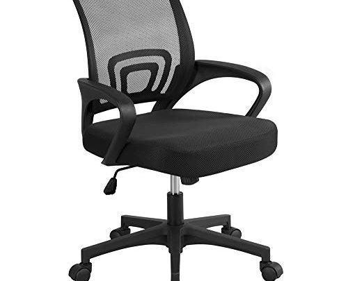 Topeakmart Office Chair Mid Back Swivel Lumbar Support Desk Chair, Computer Ergonomic Mesh Chair with Armrest, 360° Rolling Casters Black