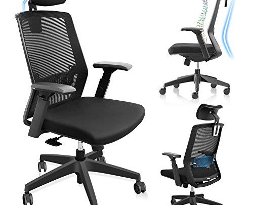 Office Desk Chair Ergonomic Computer Task Chair Breathable Mesh, High Back Desk Chair – Adjustable Lumbar Support/Headrest/3D Armrest/Seat Height, Tilt…