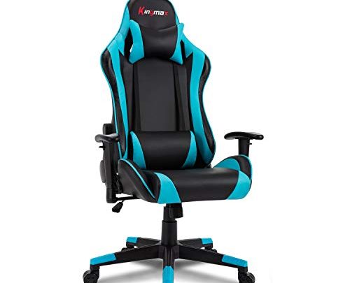 Gaming Chair,Video Gaming Chair Adult,Gaming Chairs for Adults with Footrest,Gaming Desk Chair Adjustable Height,Swivel Leather Ergonomic Home Office Desk Chair(Blue)