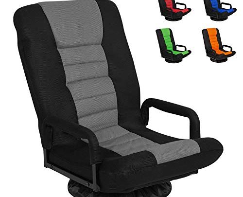 Swivel Gaming Floor Chair with Arms Back Support Adjustable Floor Sofa for Adults Teens Lazy Sofa Lounger Video Game Chair,Grey