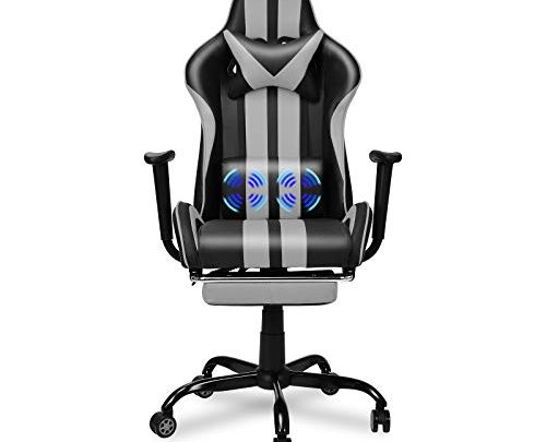 Massage Racing Chair for Gaming,PC Gaming Chair,Video Game Chair,Computer Chair, E-Sports Chair,Ergonomic Office Chair with Retractable Footrest and Adjustable Headrest…