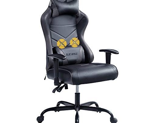 Blue whale Massage Gaming Chair Office Desk Chair Ergonomic High Back Racing Computer Chair with Headrest and Lumbar Support Backrest,…
