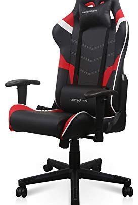 DXRacer P Series Entry-Level Office Executive, Video Game Chair | Ergonomic Head Pillow and Lumbar Support, Standard, Black and Red