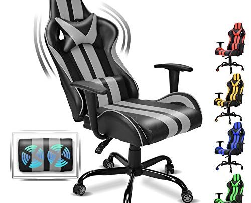 FERGHANA Massage Gaming Chair,Computer Chair for Adults Teens,Racing Style Ergonomic Office Chair with Adjustable Height and Recliner, Massage Lumbar Pillow…