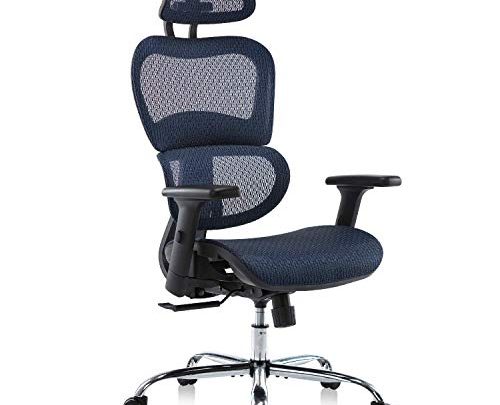 Office Chair, Ergonomics Mesh Chair Computer Chair Desk Chair High Back Chair w/Adjustable Headrest and Armrests – Blue