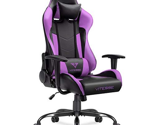 Vitesse Gaming Chair (Sillas Gaming) Ergonomic Computer Desk Chair Racing Style Comfortable Chair High Back Swivel Executive Leather Chair with…