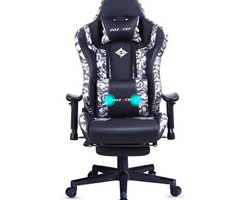 DOXACEF Gaming Chair with Footrest Large Video Game Chair PC Adjustable Swivel Leather Ergonomic Massage Computer Racing Style Reclining Home…