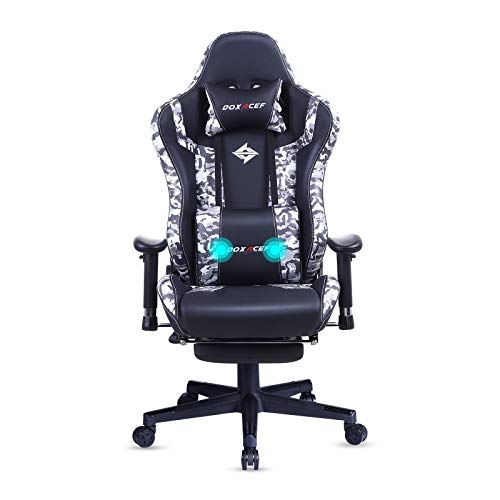 DOXACEF Gaming Chair with Footrest Large Video Game Chair PC Adjustable Swivel Leather Ergonomic Massage Computer Racing Style Reclining Home…