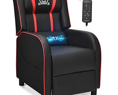 POWERSTONE Gaming Chair Recliner- Massage Gaming Chair with Footrest Lumbar Support Headrest and Side Pouch Ergonomic PU Leather Racing Sofa…