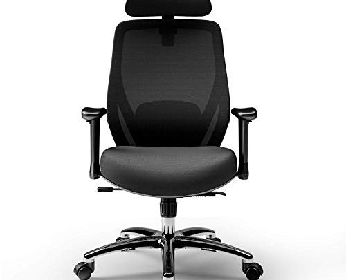 NOVELLAND Ergonomic Office Chair, High Back Executive Mesh Desk Chair with Adjustable Armrests, Headrest, Lumbar Support and Tilt Function