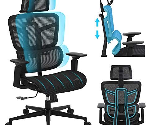 SAMOFU Office Chair, Ergonomic Desk Chair Executive Chair with Adjustable & Inclinable Backrest, High Back Computer Chair with Adjustable Armrest…