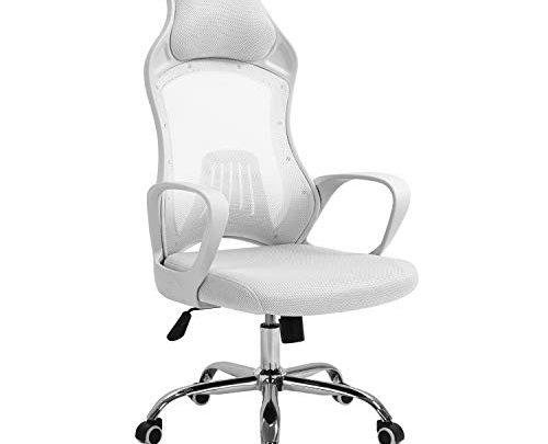Seatingplus High Back White Mesh Computer Chair, Ergonomic Swivel Office Chair with Lumbar Support and Adjustable Height