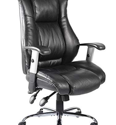 Office Chair Ergonomic Computer Bonded Leather Adjustable Desk Chair, Swivel Comfortable Rolling, Black