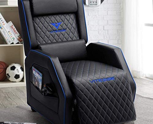 VIT Gaming Recliner Chair Racing Style Single PU Leather Sofa Modern Living Room Recliners Ergonomic Comfortable Home Theater Seating (Blue)