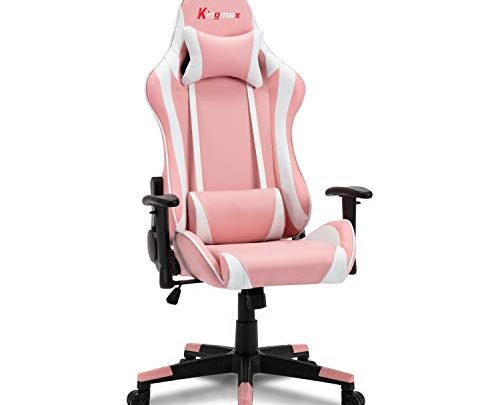 Gaming Chair,Video Gaming Chair Adult,Gaming Chairs for Adults with Footrest,Gaming Desk Chair Adjustable Height,Swivel Leather Ergonomic Home Office Desk Chair(Pink…