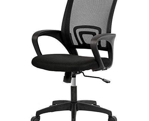 BestOffice Ergonomic Desk Mid-Back Mesh Computer Lumbar Support Comfortable Executive Adjustable Rolling Swivel Task Chair with Armrests(Black)