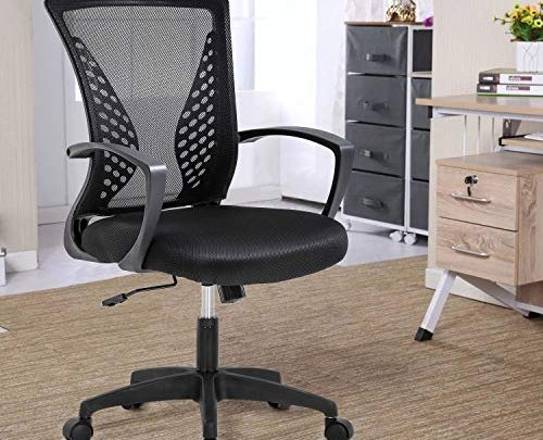 OffiClever Mesh Backrest Wheels Ergonomic Lumbar Support and Fully Adjustable Executive Office Chair, Black