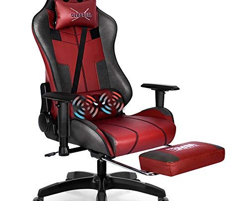 Marvel Avengers Massage Gaming Chair Desk Office Computer Racing Chairs-Adults Gamer Ergonomic Game Footrest Reclining High Back Support Racer Leather…