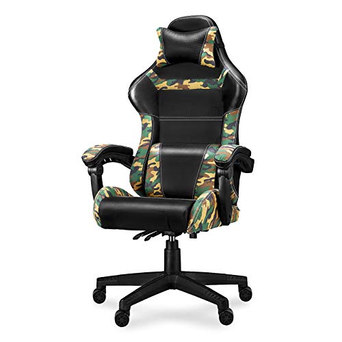 Gaming Chair Camo Video Game Chairs Camouflage Office Tall Back Chair with Carbon Fiber Leather Comfortable Adjustable Armrest Headrest and…
