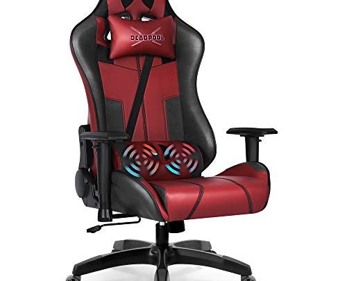 Marvel Avengers Massage Gaming Chair Desk Office Computer Racing Chairs- Adults Gamer Ergonomic Game Reclining High Back Support Racer Leather…