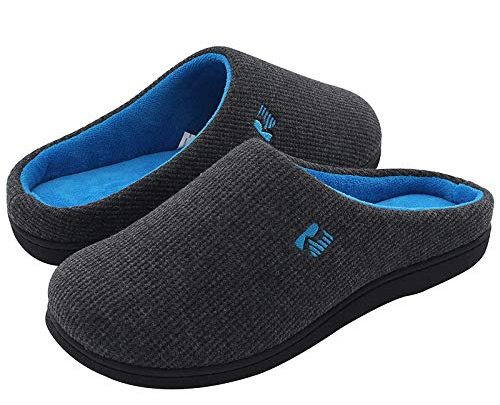 RockDove Men’s Original Two-Tone Memory Foam Slipper, Size 9-10 US Men, Dark Gray/Blue