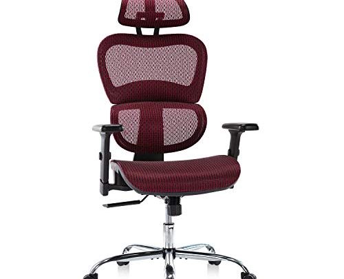 Home Office Chair Mesh Ergonomic Computer Chair with 3D Adjustable Armrests Desk Chair High Back Technical Task Chair – Burgundy