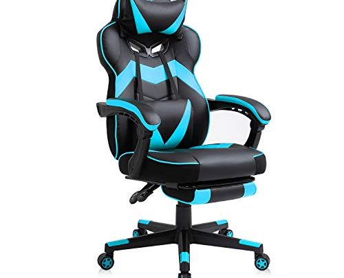 AJS Gaming Chair, Video Game Chair Ergonomic Task Racing Chair Adjustable Swivel PU Leather Office Chair, with Lumbar Support, Headrest,…