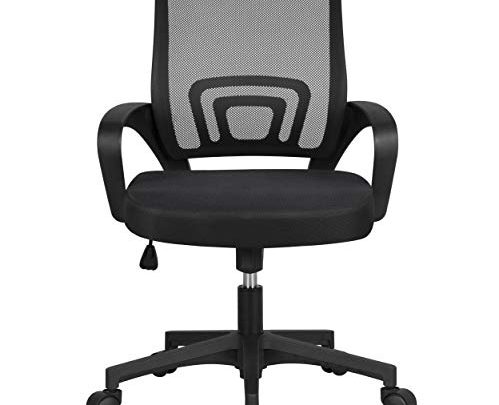 YAHEETECH Office Chairs Ergonomic Computer Chair Mid Back Mesh Desk Chair Lumbar Support Modern Executive Adjustable Rolling Swivel Chair Black