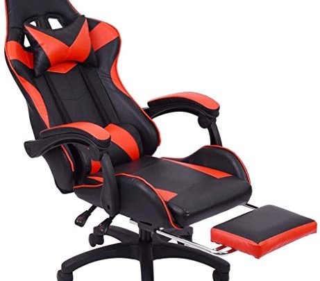 Gaming Chair with Footrest Ergonomic Massage Office Chair, Recliner with Massage Lumbar Support,Adjustable Swivel Leather High Back Computer Desk Chair…