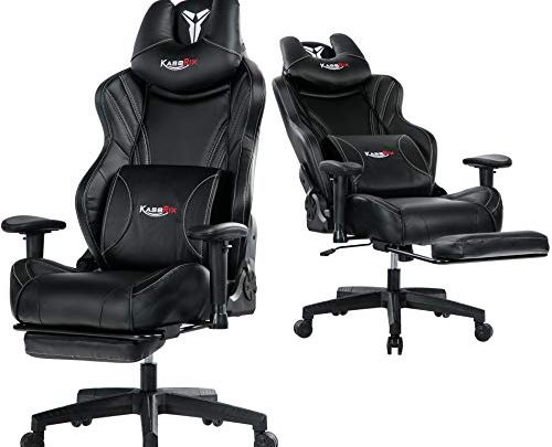 Kasorix Big and Tall Gaming Chair with Footrest,Black Gamer Chair with Adjustment Armrest,High Back Racing Chair Up to 400 Pounds…